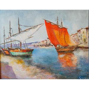 The Orange Sail - Oil On Canvas Signed Gluzac (1952-2023) Ref M19