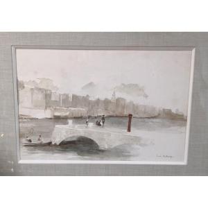 Watercolor By Louis Deschamps (1842-1902)-