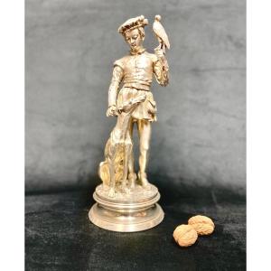 Falconer In Silvered Bronze By Dubucand