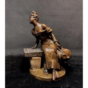 Sculpture "the Elegant Woman In A Hat" By Van Der Straeten