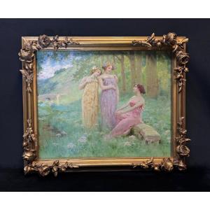 Painting "symbolic Allegory Of The Three Graces" By Sarkis E