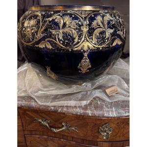 Important Glazed Earthenware Cachepot, Lunéville Factory (keller & Guérin), Late 19th Century 