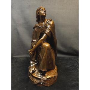 Mrs. Signoret-sedieu – Joan Of Arc – Large Bronze 65 Cm – E. Colin Paris