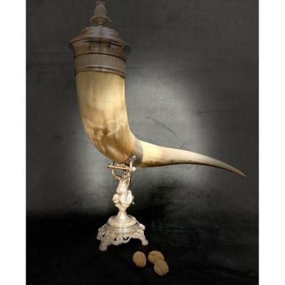 Important Libatory Horn With Triton Decor