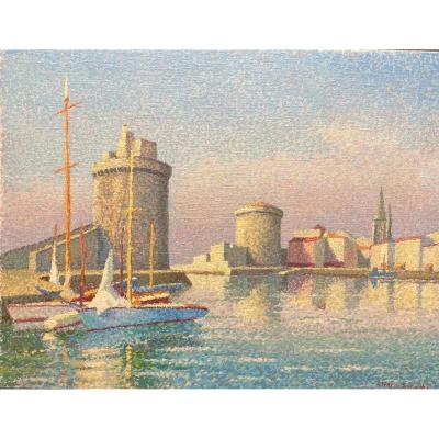 Pointillist Painting “port Of La Rochelle”