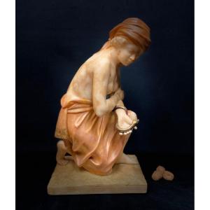 Alabaster Sculpture “eastern Serpent Charmeuse”