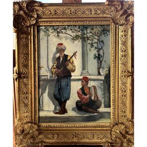 Oriental Musicians, Anonymous, Oil On Canvas, 19th Century