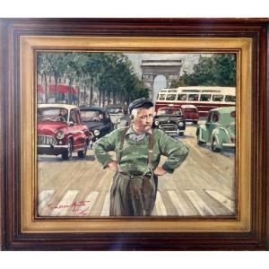 Sacred Cars, Gouache On Panel, Signed Cc