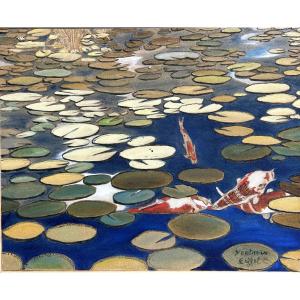 Sylvain Yeatman Eiffel, Imperial Carp, Oil On Canvas