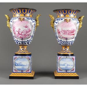 Pair Of Large Paris Porcelain Vases By Jacob Petit