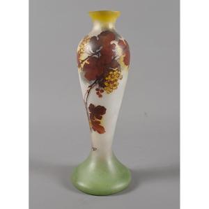 Art Nouveau Vase Decorated With Sauternes Vine Branches Signed Jean-simon Peynaud