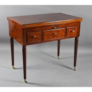 Louis XVI Men's Dressing Table In Cuban Mahogany Stamped Jean-frederic Ratié In Paris