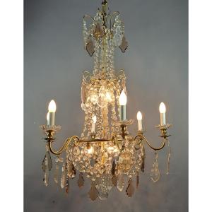 Large Louis XVI Style Chandelier In Crystal And Gilded Bronze