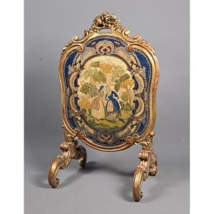 Louis XV Style Fire Screen In Gilded Wood