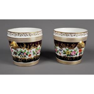 Pair Of Paris Porcelain Planters