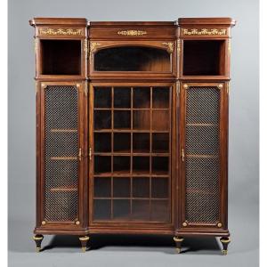 Louis XVI Style Bookcase In Mahogany And Gilded Bronze