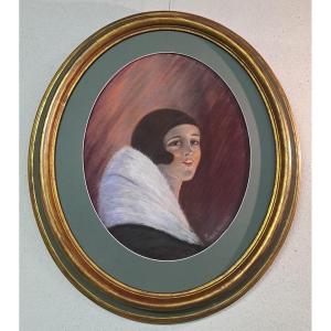 Art Deco Period Portrait By Paul Messac