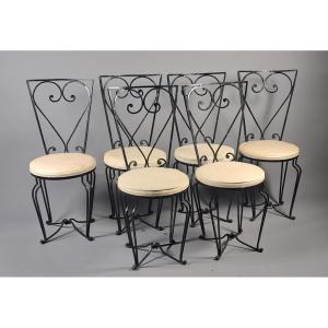 Set Of Six Wrought Iron Chairs
