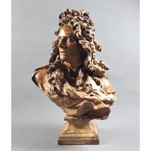 Large Terracotta Bust Of Corneille Van Clève After Caffieri