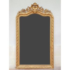 Large Louis XV Style Rocaille Mirror In Wood And Gilded Stucco