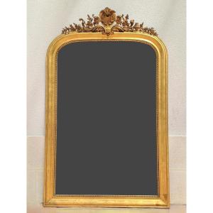 Large Louis Philippe Mirror In Wood And Gilded Stucco