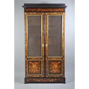Napoleon III Bookcase In Ebony And Floral Marquetry