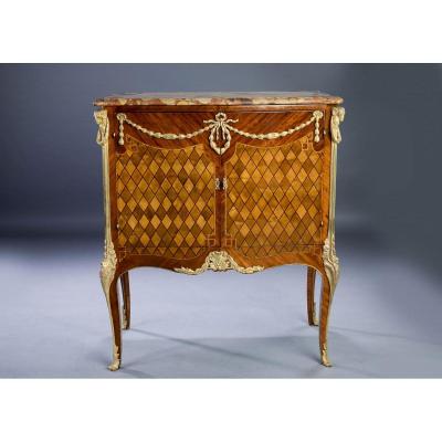 Important Meuble d'Appui In Marquetry And Gilded Bronzes