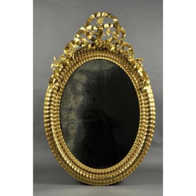 Large Oval Mirror Napoleon III Gilt Wood