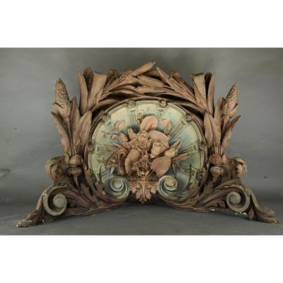 Importante Suite De Quatre Corniches D’angle D’époque Art Nouveau En Stuc Polychrome