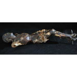 17th Century Wooden Christ With Traces Of Polychromy