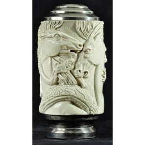 Ceramic Vase/lamp Base Signed Gentil & Bourdet Art Deco