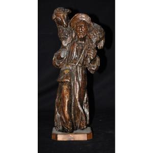 Wood Sculpture Of Saint John The Baptist, 17th Century