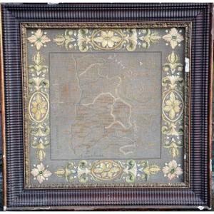 Embroidered Map Of The Drôme Department From The Early 19th Century