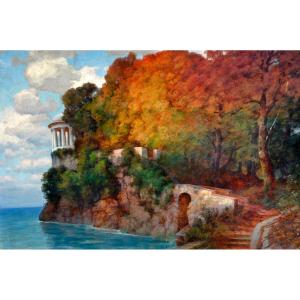 Hermann Rudisühli, Oil On Cardboard, Lake Landscape,