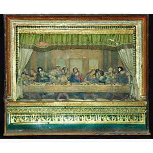 Animated Last Supper Diorama With Sand Mechanism Circa 1880