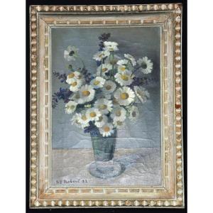 Oil On Canvas Still Life With Daisies Signed Steven-paul Robert 1932
