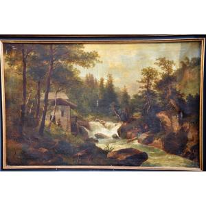 Oil On Canvas Mountain Landscape Mid-19th Century