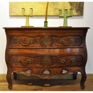 Provençal Chest Of Drawers In Solid Walnut From Nîmes, Louis XV Period 