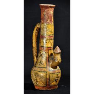 Kabyle Pottery Titled Late 19th Century Vase With Polychrome Geometric Decoration
