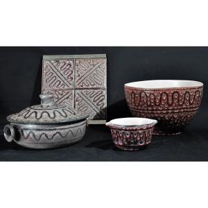 Ceramic Set Signed Jean Austruy Circa 1970