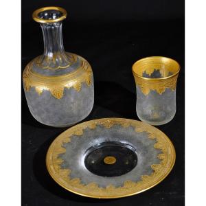 Engraved Crystal Night Service Gilded 19th Century
