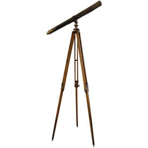 Blackened Brass Telescope On A Wooden Tripod, 19th Century