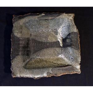 Claude Champy Signed Dish In Glazed Stoneware With Free Edges, Late 20th Century