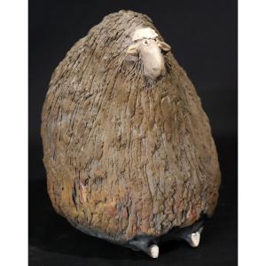Chantal Ferroussier Enamelled Ceramic Sheep Signed Early 21st Century