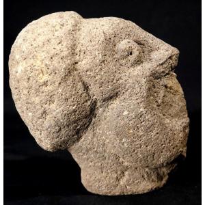 Head Carved In Volcanic Stone From The Early Christian Period