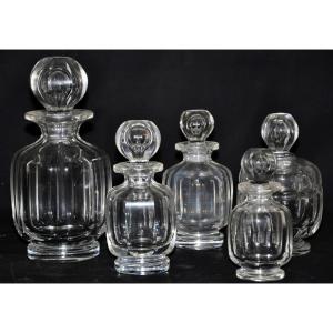 Baccarat Signed Crystal Set Of Five 20th Century Bottles