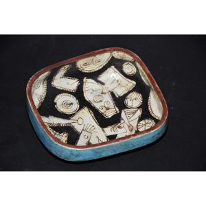 Eugène Fidler Glazed Ceramic Trinket Tray, Signed Circa 1970