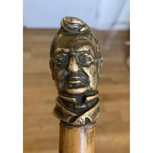 Adolphe Thiers Bronze-handled Walking Stick, 19th Century