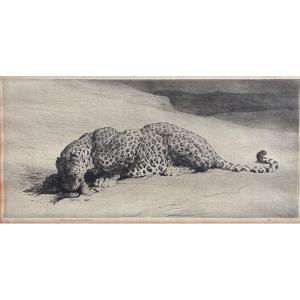 Herbert Thomas Dicksee, Etching With Leopard, 1920