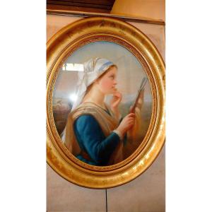 19th Century Pastel Shepherdess